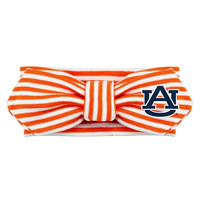 Creative Knitwear Auburn Tigers Infant Girls Orange/White Striped Hair Knot Headband Embroidered Logo - Size Newborn - 4T