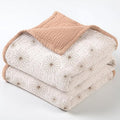 lulumoon Muslin Quilt Blanket, Crib Blanket for Baby and Toddler,47x47 Inches(Pink Daisy)