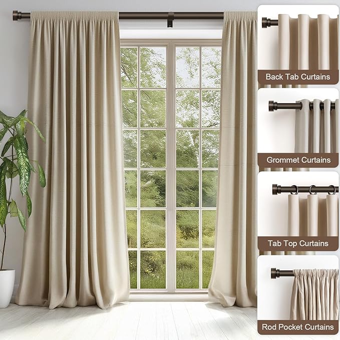 Dark Brown Curtain Rods for Windows 72 to 144 Adjustable Modern Curtain Rod 1 inch Diameter Heavy Duty with Decorative Finials for Living Room Bedroom Farmhouse Outdoor Patio