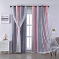 XiDi Grey and Pink Curtains 96 Inches Long for Girls Bedroom 2 Panels Set, Blackout Rainbow Grommet Curtains for Kids Room Decor, Unicorn Wall Decals Drapes for Little Girl Nursery 34 Inches Wide