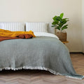 Christmas Muslin Comforter – Cotton Muslin Blanket with Soft Fiber Filling, Breathable & Cozy Muslin Throw Blanket, Reversible Holiday Quilt (Sage Gray, Queen (U.S. Standard))