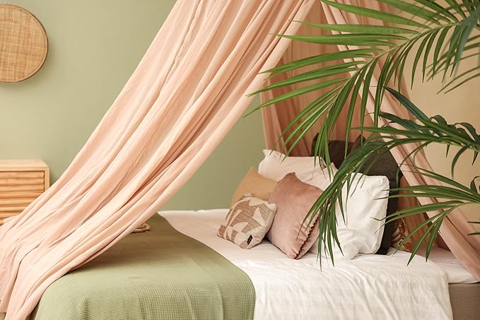 Nougat Bed Canopy for Queen and King-Sized Beds | Bedroom Decoration for Teens or Adults | Conical Shape Insect Netting | Mosquito Net in Multiple Colors and Sizes