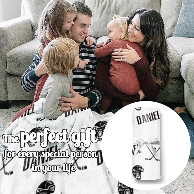 Custom Hockey Baby Name Blanket: Personalized Baby Essentials for Boys and Girls - Birthday Gift for Hockeys Lovers - Soft Fluffy Warm Skin Blankets 40x50inch