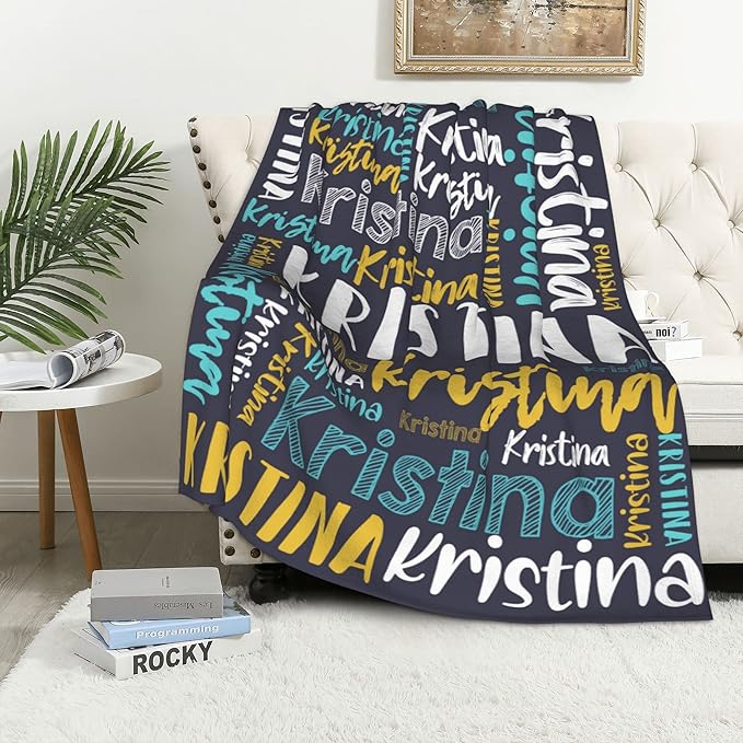 Dr.TOUGH Personalized Blankets with Name Customized Baby Blankets for Girls Boys Adults Monogrammed Blankets and Throws Christmas Birthday Mothers Fathers Valentines Day Gift (Black,50''×60'')