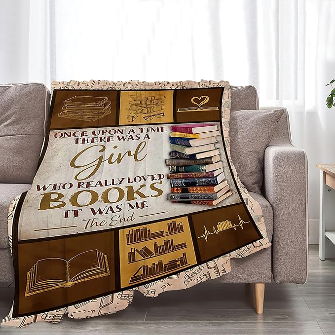 jerkboo Books Reading Blanket Throws Reading Gifts Reading Throw Blanket for Girls Kids Adults Soft Warm Cozy Fleece Blanket for Couch Sofa Bed 50""x40""