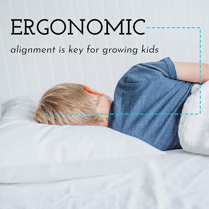 Little Sleepy Head Youth Pillow with Pillowcase 16x22, Soft Jumbo Toddler Pillow & Hypoallergenic Pillowcase - Perfect Kids Travel Pillow (Space 'N Rockets)