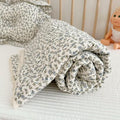 BuLuTu Cotton Muslin Toddler Blanket Blue Floral Print Kids Quilts for Crib Cot Soft Lightweight Boys Girls Comforter for All Seasons, Machine Washable, 47x59 Inches