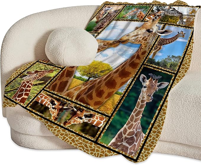jerkboo Giraffe Blanket Throws Giraffe Gifts Giraffe Lovers Throw Blanket for Girls Boys Kids Adults Soft Warm Cozy Fleece Blanket for Couch Sofa Bed 60""x50""