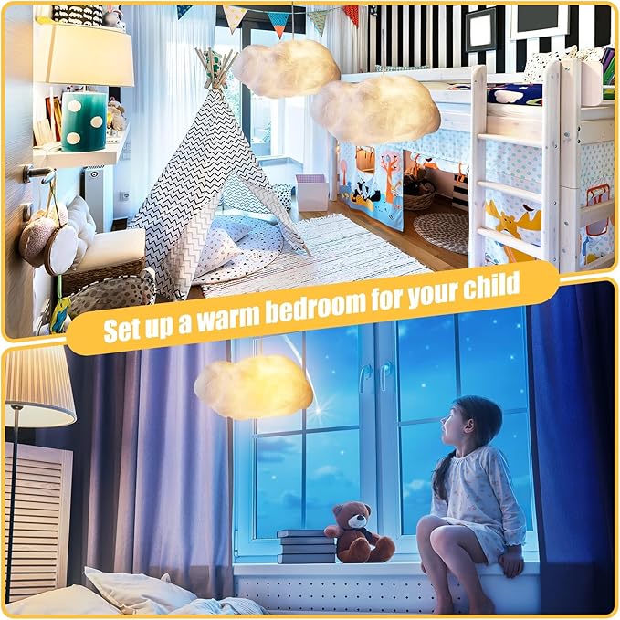 Modern Floating White Cloud Pendant Hanging Light Nordic Cotton Ceiling Light Fixture Girls Children's Living Room Bedroom Hotel Lobby Restaurant Clothing Store Chandelier (23.7Inch)