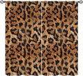 Leopard Print Window Curtains, Animal Fur Skin Brown Farmhouse Wild 3D Rustic Safari Theme Window Treatments for Kids Bedroom Living Room 42" W X 63" L