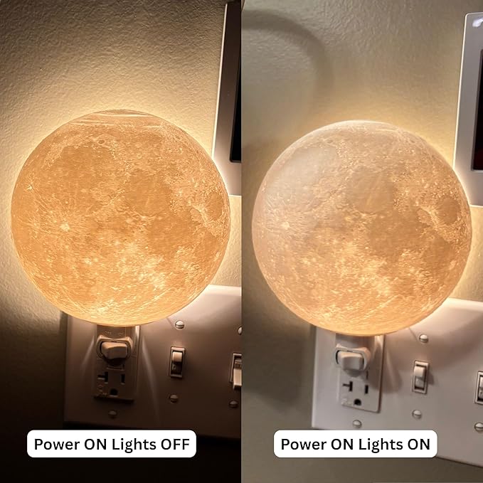 Moon Night Lights | Night Lamp LED Light | 3D Solar System NightLight, Planet Home Décor, Space Nursery, Kids Room, Space Gift, Birthday Gifts, Bedroom Decorations (Moon, 6 Inch)