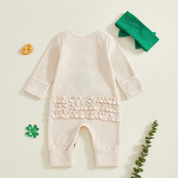 My First First St Patricks Day Baby Girl Outfit Newborn Lucky Clover Jumpsuit Romper Cute Infant Spring Clothes