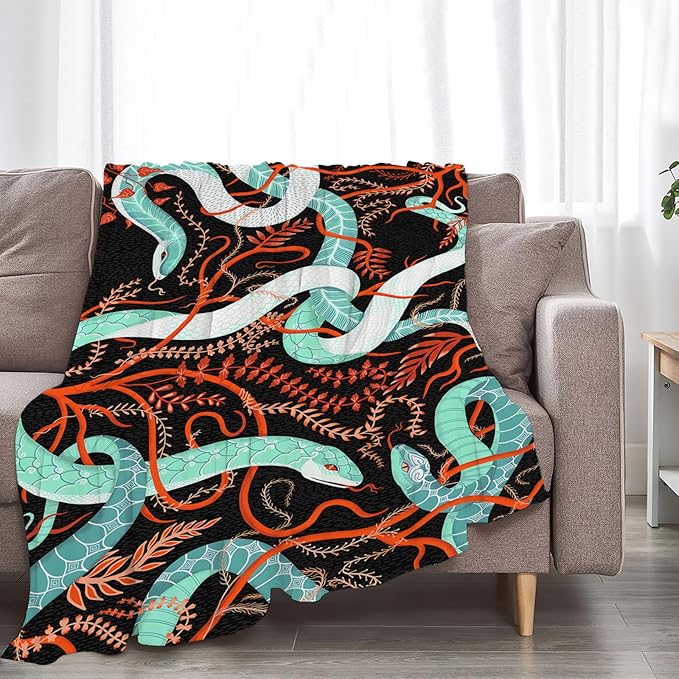 Tijuboni Snake Throw Blanket Snake Gifts for Girls Boys Women Men Kids Adults Soft Flannel Fleece Blanket for Couch Sofa Bed Home Decor 40"x50"