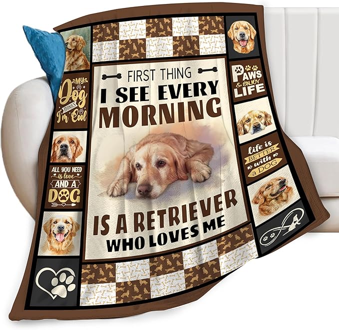 Golden Retriever Dog Print Blanket Best Dog Pet Animal Throw Blankets for Couch Sofa Stuff Decor Gifts Lightweight Soft Cozy Fleece Plush Warm Flannel Bedding for Lover Man Woman Teen Adults 60"x80"