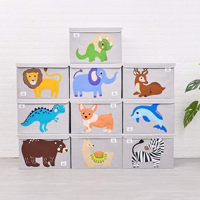 CLCROBD Foldable Large Kids Toy Chest with Flip-Top Lid, Collapsible Fabric Animal Toy Storage Organizer/Bin/Box/Basket/Trunk for Toddler, Children and Baby Nursery (Dolphine)