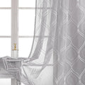 VISIONTEX White Sheer Curtains 108 Inches Long 2 Panels Set Grey Moroccan Embroidered Curtains Trellis French Textured Rod Pocket Voile Tulle Semi Window Drapes for Bedroom Living Room 54 x 108 Inch