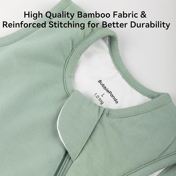 BubblePanda Rayon Made from Bamboo Sleep Sack 6-12 Months 0.5 Tog Soft Lightweight Toddler Sleep Sack for Babies 2-Way Zipper Wearable Blanket Baby 6 Months