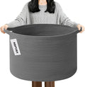 Large Blanket Basket for Organizing,115L Closet Organizers and Storage Bins Box for Shelves Woven Rope Storage Baskets,Living Room,Bedroom,Dorm,Laundry room (Dark Grey)