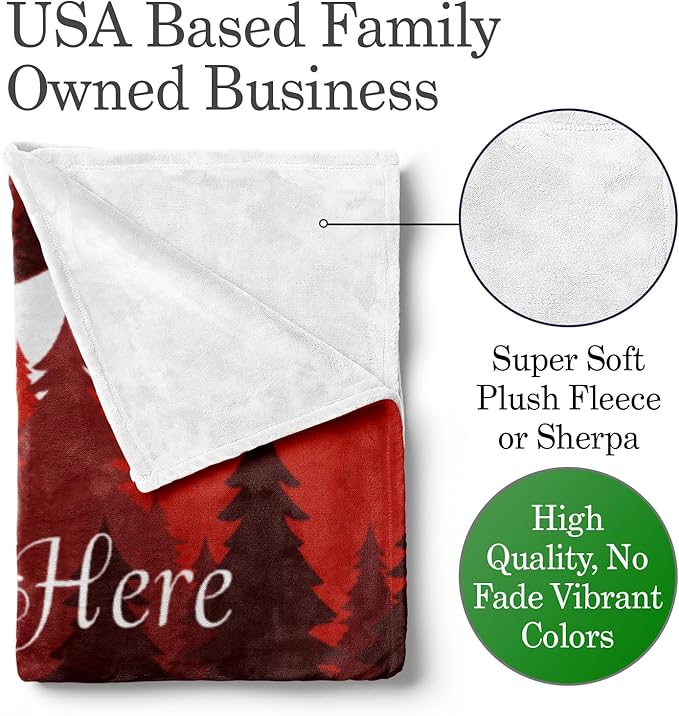 Personalized Plush Christmas Blanket | Cozy Fall Throw Blanket | Custom Winter Blankets | Ornament Christmas Throws | Santa Sofa Bed Throw | Customized Soft Christmas (Sherpa 50x60)