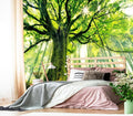XMPMBM-Green Forest backsplash Large Decorative Wallpaper Large Tree Bedroom Bathroom Wall Mural- W 132" X H 92"（93 Square Foot）