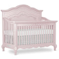 évolur Aurora 5-in-1 Convertible Full-Size Baby Crib in Dusty Rose, GreenGuard Gold & JPMA, 3 Mattress Heights, Ribbon Bow Scrollwork & Queen Anne Feet, Converts to Toddler, Day & Full-Size Bed