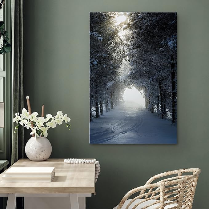 SIGNWIN Canvas Wall Art Woodland Nursery Decor Winter Trees Cool Dramatic Forest Multicolor Nature Photography Rustic - 16x24 inches
