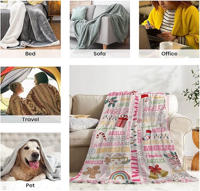 Custom Christmas Blanket | Personalized Holiday Blanket for Boys Girls | Plush Cozy Custom Name Blanket | Christmas Decor Personalized Gifts Name Blanket | 40"x50"-Kids/Throw Size