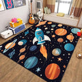 5x6ft Large Space Themed Area Rug - Cartoon Space Solar System Planets Area Rugs, Soft Non-Slip, Machine Washable Polyester Mats, Perfect for Kids Room, Playroom and Nursery, Space Room Decor