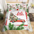 Christmas Kids Bedding Set Christmas Tree Racing Car Duvet Cover for Boys Children Teens Bedroom Decor Snowflake Xmas Theme Comforter Cover Set New Year Bedspread Cover Toddler Size With 1 Pillow Case