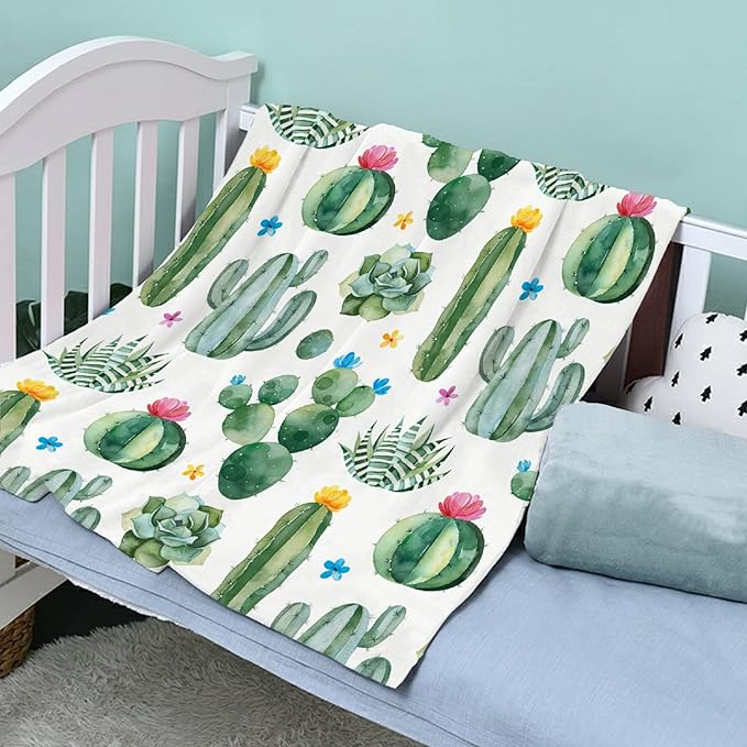 Thuswarm Cactus Flower Succulent Flannel Blanket for Autumn Winter Gifts Warm Cozy Soft Funny Print Throw for Bed Couch Sofa 40”×30” XSmall for Pets