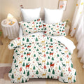 Christmas Duvet Cover King Size Green Christmas Tree Bedding Set 3 Pieces Kids Boys Girls Xmas Deer Pattern Comforter Cover with Zipper Closure