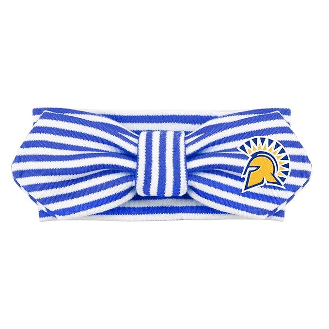 Creative Knitwear San Jose State Spartans Infant Girls Royal/White Striped Hair Knot Headband Embroidered Logo - Size Newborn - 4T