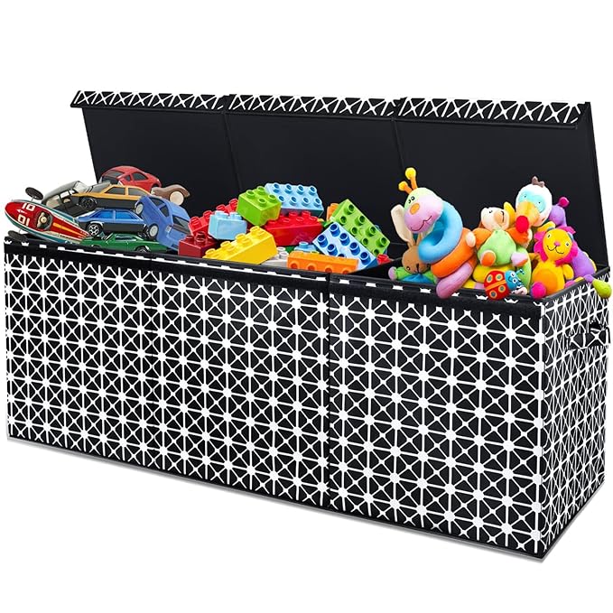 HOMEMARVEL Large Kids Toy Box with Flip-top Lid, Foldable Toy Chest Storage Bin for Playroom, Bedroom, Nursery, Closet, 40.6 x14.2 x16.5inch