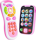JOYIN Baby Learning Phone and Remote Toy for Toddler, Pink Smartphone Toys with Music for Infants, Kids, Holiday Stocking Stuffers, Birthday Gift for Girls, Gifts for Christmas