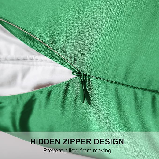 Mulberry Silk Pillowcase for Hair and Skin,King Size Cooling Silk Pillow Case with Hidden Zipper,Allergen Proof Dual Sides Soft Breathable Smooth Silk Pillow Cover for Women(King,Green)