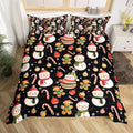 Feelyou Merry Christmas Duvet Cover Twin Size Gingerbread Man Snowman Comforter Cover for Boys Girls Candy Cane Bell Xmas Decor Bedding Set 2Pcs Reversible Xmas Decor Room Decor