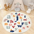 ABC Round Rug,3.3ft,Children's Educational Learning Area Rug, Colorful Alphabet Kindergarten Area Rug, Soft Fluffy Faux Cashmere Baby Crawling Mat for Living Room, Bedroom, Children's Room
