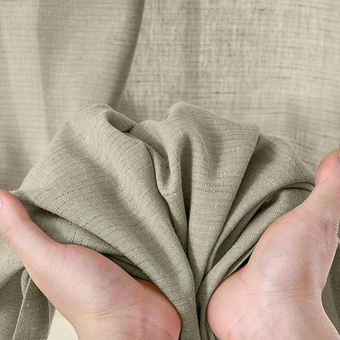jinchan Linen Blend Curtains 84 inch Length 2 Panels for Bedroom Living Room, Light Filtering 50 inch Wide Farmhouse Drapes with Rod Pocket Back Tab(50W x 84L, Light Green)
