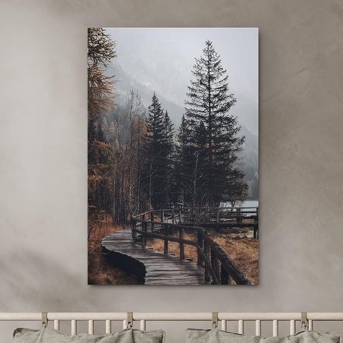 SIGNWIN Canvas Wall Art Autumn Dramatic Forest Landscape Living Room Orange Photography Rustic - 12x18 inches