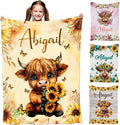 Ship Next Day, Personalized Baby Blanket for Girls Boys on Christmas Birthday, Cute Cows Blankets- Printed in USA, Custom Toddlers Blanket with Name for Baby Shower Kids Teens Toddlers Newborn