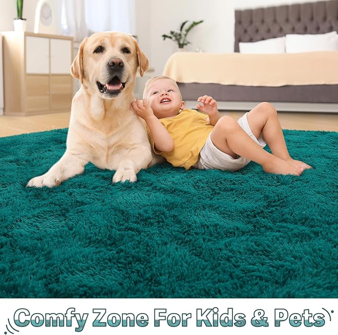 BENRON Soft Runner Rugs for Bedroom 2x6, Washable Long Runners for Hallway Entryway Kitchen Dorm, Fluffy Throw Rug for Kids Girls Room Decor Photo Prop, Teal Green