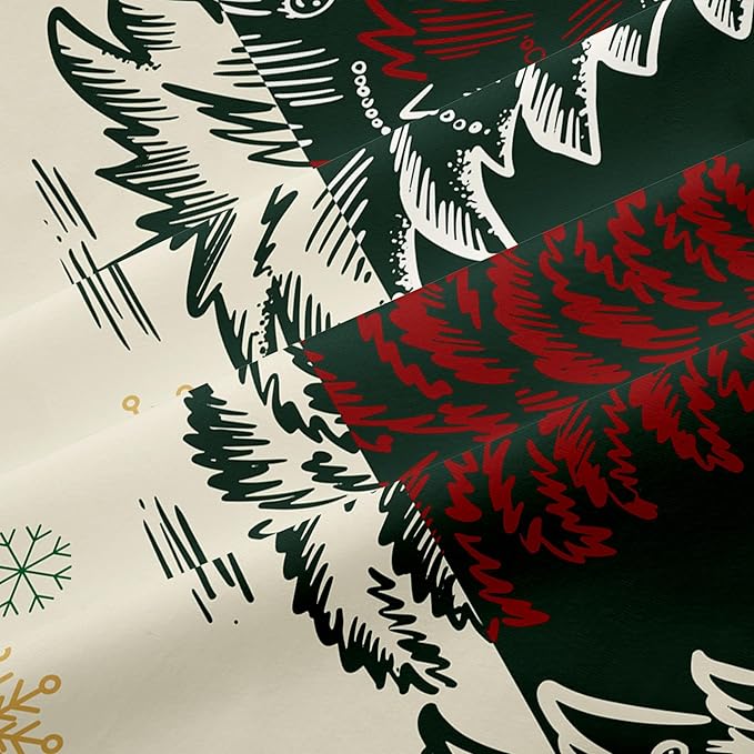 Christmas Duvet Cover Queen Size Green Christmas Tree Bedding Set 3 Pcs Kids Boys Girls Xmas Holiday Cartoon Snowflake Comforter Cover with Zipper Closure (No Comforter)