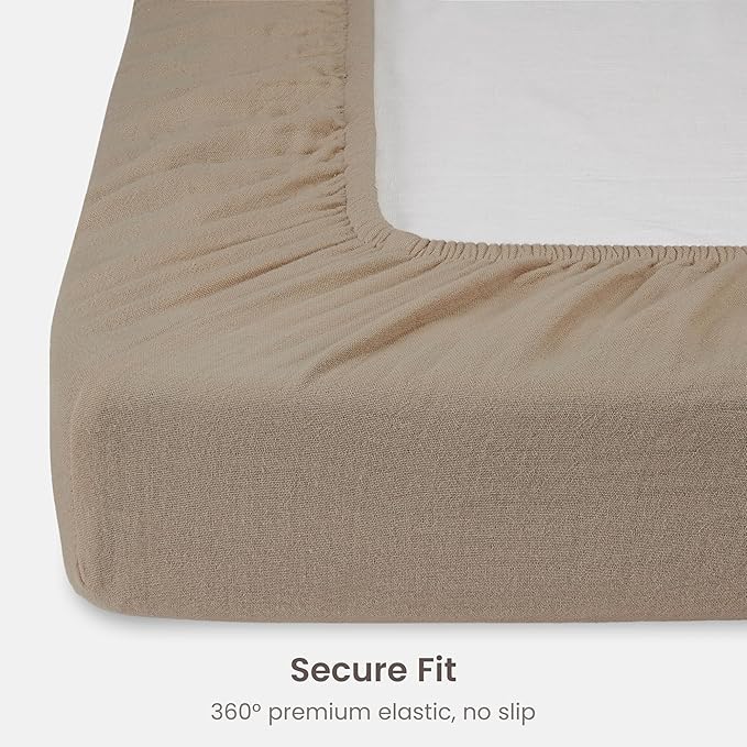 Bioweaves Organic Cotton Muslin Mini Crib Sheet, GOTS Certified Fitted Mini Crib Mattress Sheet, Extra Soft & Breathable for Toddler, Baby Boys & Girls, 38" x 24", 5 Inch Pocket, Irish Cream