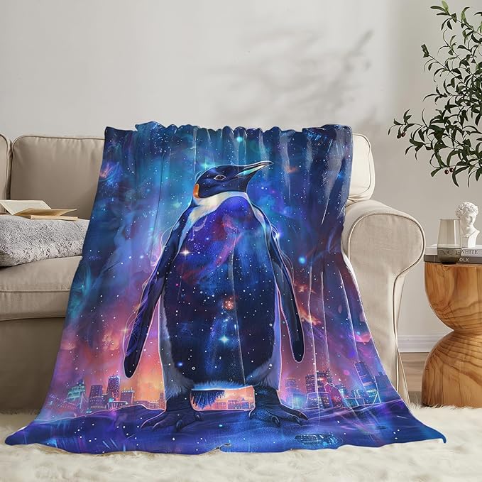Tijuboni Penguin Throw Blanket Penguin Gifts for Girls Boys Women Men Kids Adults Soft Flannel Fleece Blanket for Couch Sofa Bed Home Decor 50"x60"