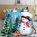 LUVIVIHOME 2PCS Merry Christmas Comforter Set Twin Size, Cute Funny Snowman Bedding, Winter Snowflake Pine Tree Christmas Bedroom Decor for Kids Boys Girls Teens Toddler, Xmas Gifts, 1 Pillow Sham