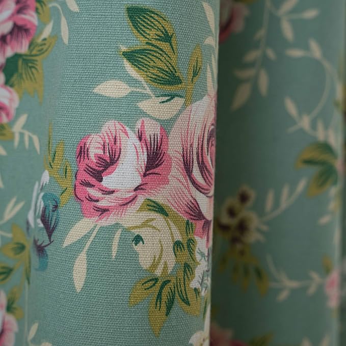 ENJOYBRIDAL Floral 96 Inch Curtains for Living Room Green Drapes Bedroom Semi Sheer Rod Pocket Long Window Curtains 2 Panel Sets Boho Farmhouse Vintage Light Filtering Window Treatments