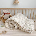 BuLuTu Beige Baby Blanket Flower Print Kid Quilt for Girls Boys Muslin Toddler Quilts for Kids Bed Breathable Comforter Bedding Decor Birthday Gifts, Camellia Pattern, 60x78 Inches