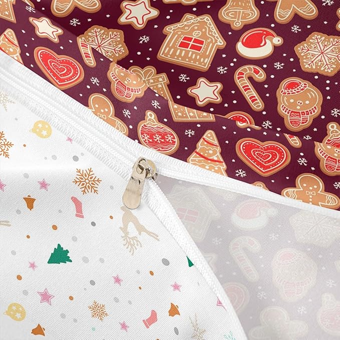 Christmas Duvet Cover Boys Christmas Gingerbread Man Bedding Set for Kids Teens Ultra Soft Snowflake New Year Comforter Cover Set Xmas Theme Bedspread Cover Room Decor Queen Size Bedclothes Zipper