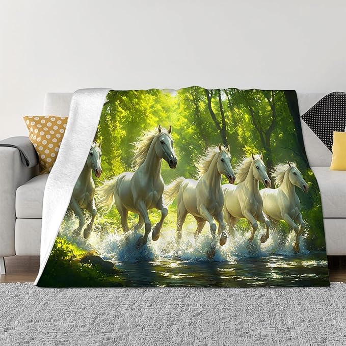 Tijuboni Horses Throw Blanket Horse Gifts for Girls Boys Women Men Kids Adults Soft Flannel Fleece Blanket for Couch Sofa Bed Home Decor 60"x80"