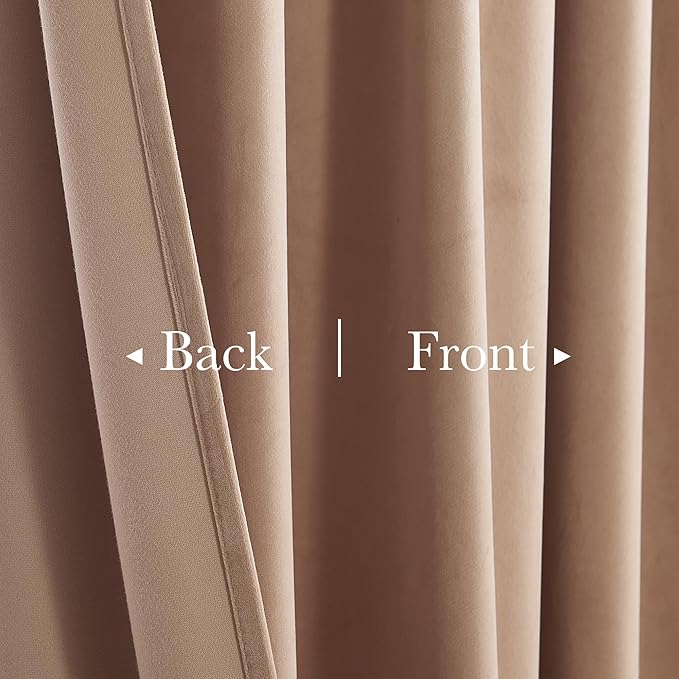 StangH Blush Beige Living Room Curtains 105 inches Long Soft Velvet Thermal Insulated Light Reducing Window Drapes for Bedroom Heavy Thick Privacy Panels, W52 x L105, 2 Panels